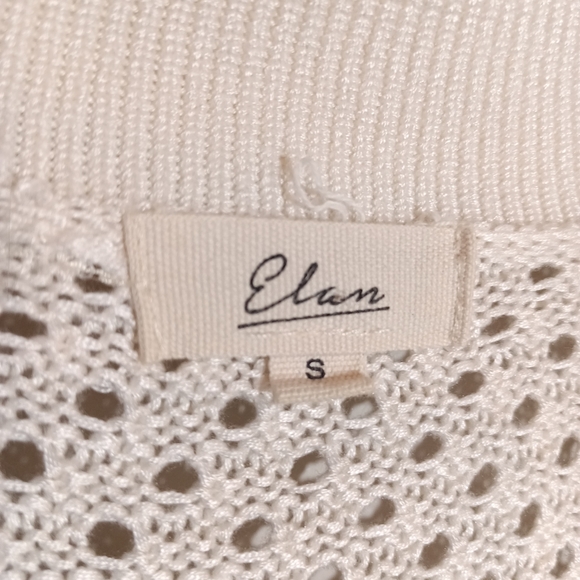 Elan Knit Open Collar Polo Sweater in Off White Size S - Picture 7 of 8